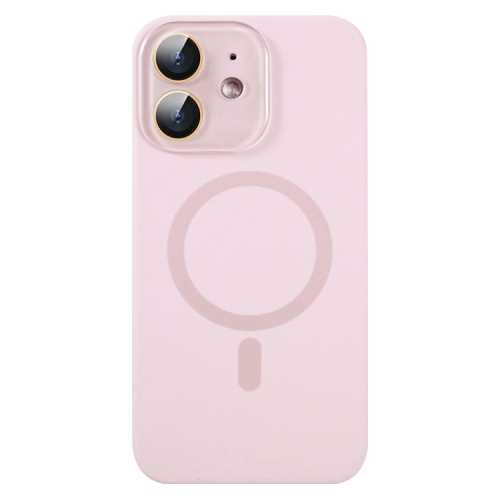 

For iPhone 12 MagSafe Liquid Silicone Full Coverage Phone Case with Lens Film(Pink)