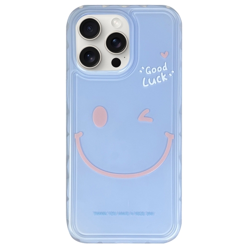 

For iPhone 15 Pro Creative Edge Simple Smiley Face Pattern TPU + PC Phone Case(Blue)