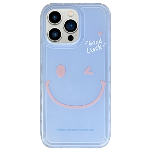 

For iPhone 13 Pro Creative Edge Simple Smiley Face Pattern TPU + PC Phone Case(Blue)