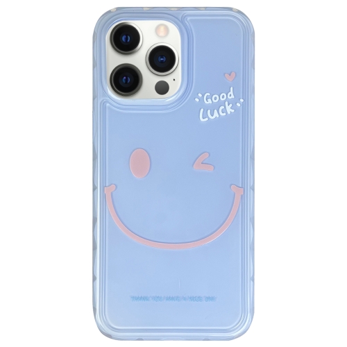 

For iPhone 12 Pro Max Creative Edge Simple Smiley Face Pattern TPU + PC Phone Case(Blue)