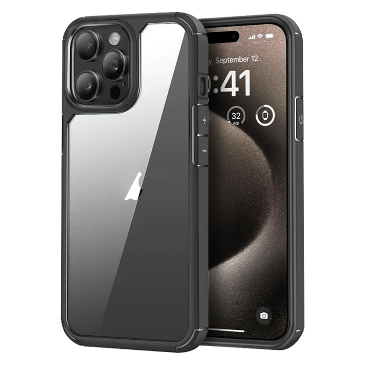 

For iPhone 15 Pro Acrylic+TPU Transparent Shockproof Phone Case(Black)