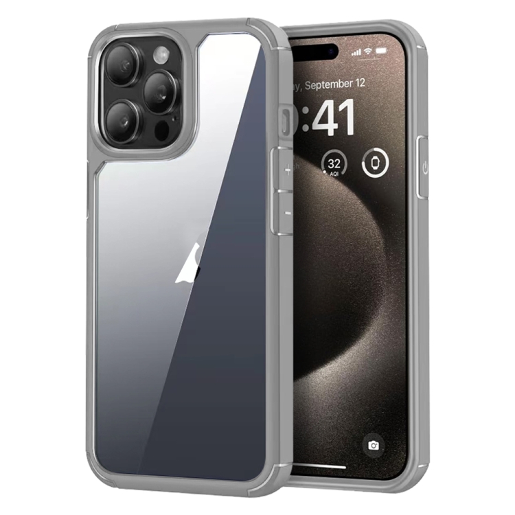 

For iPhone 15 Pro Acrylic+TPU Transparent Shockproof Phone Case(Grey)
