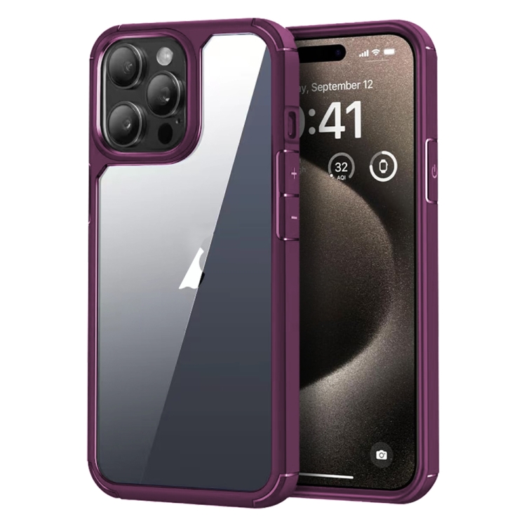 

For iPhone 15 Pro Acrylic+TPU Transparent Shockproof Phone Case(Wine Red)
