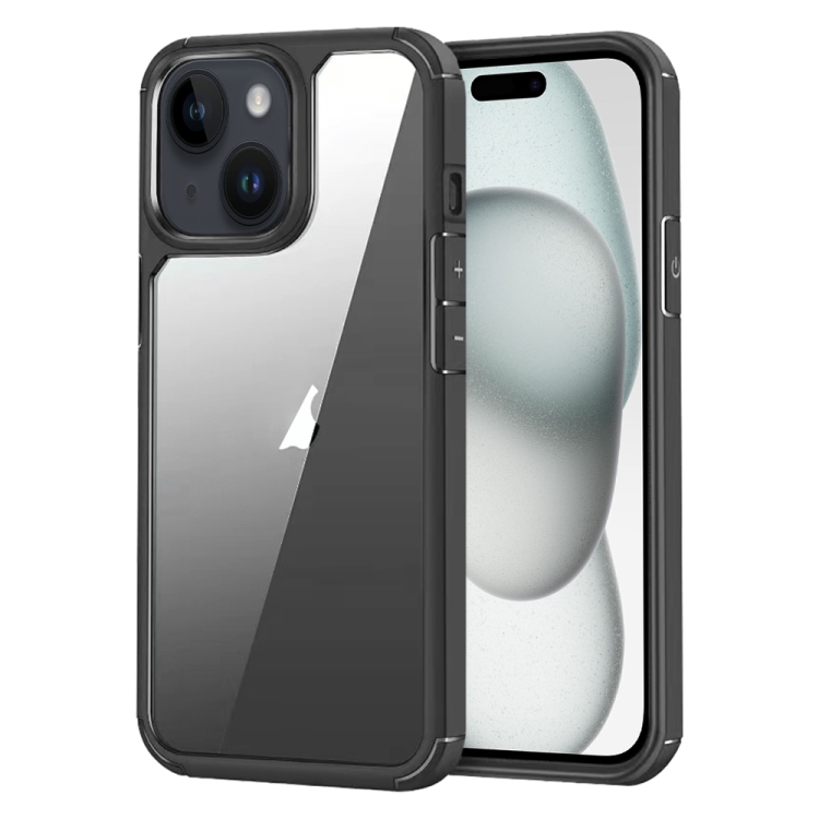 

For iPhone 15 Plus Acrylic+TPU Transparent Shockproof Phone Case(Black)