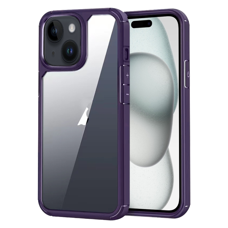 

For iPhone 15 Plus Acrylic+TPU Transparent Shockproof Phone Case(Purple)