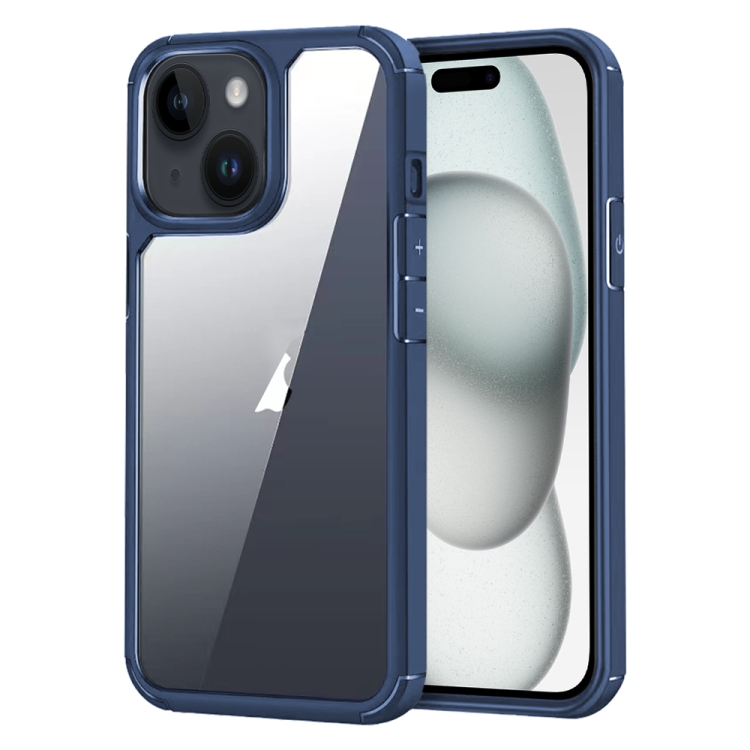 

For iPhone 15 Acrylic+TPU Transparent Shockproof Phone Case(Royal Blue)