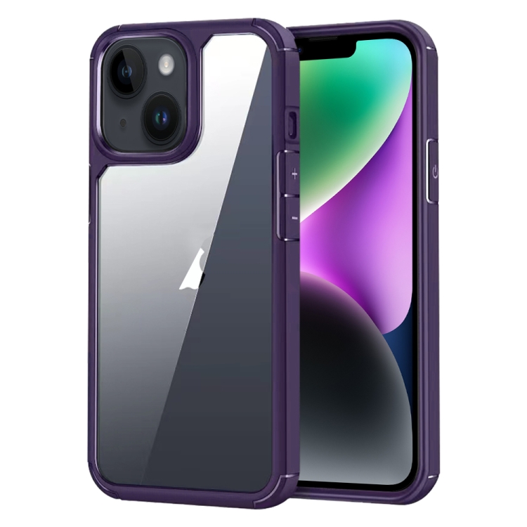 

For iPhone 14 Plus Acrylic+TPU Transparent Shockproof Phone Case(Purple)