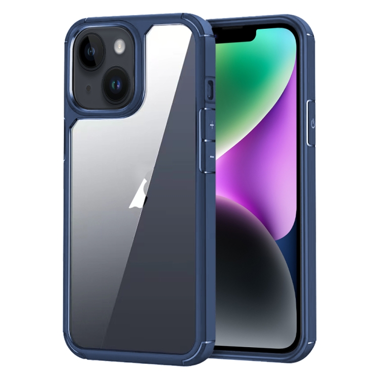 

For iPhone 14 Acrylic+TPU Transparent Shockproof Phone Case(Royal Blue)