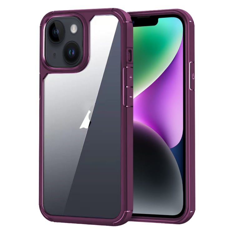 

For iPhone 14 Acrylic+TPU Transparent Shockproof Phone Case(Wine Red)