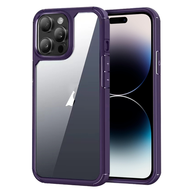 

For iPhone 14 Pro Acrylic+TPU Transparent Shockproof Phone Case(Purple)