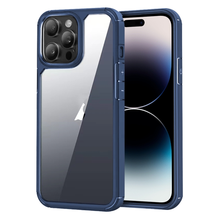 

For iPhone 14 Pro Max Acrylic+TPU Transparent Shockproof Phone Case(Royal Blue)