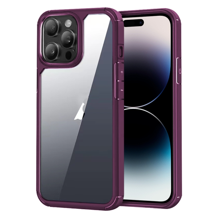 

For iPhone 14 Pro Max Acrylic+TPU Transparent Shockproof Phone Case(Wine Red)