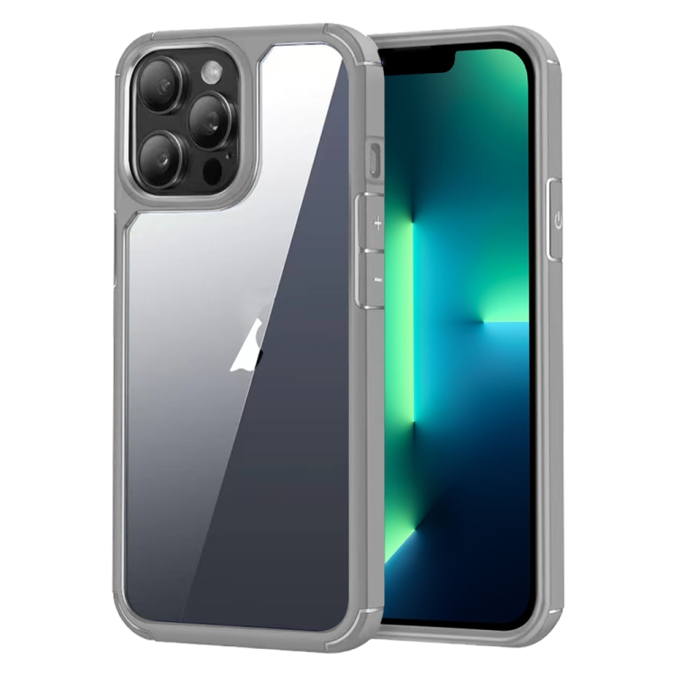 

For iPhone 13 Pro Max Acrylic+TPU Transparent Shockproof Phone Case(Grey)