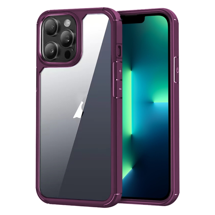 

For iPhone 13 Pro Acrylic+TPU Transparent Shockproof Phone Case(Wine Red)