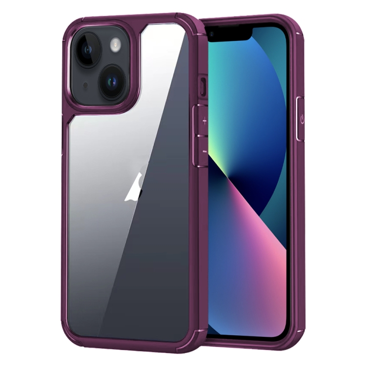 

For iPhone 13 mini Acrylic+TPU Transparent Shockproof Phone Case(Wine Red)