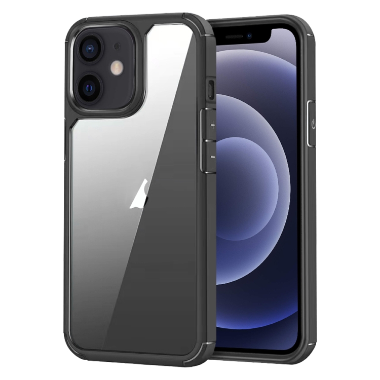 

For iPhone 12 Acrylic+TPU Transparent Shockproof Phone Case(Black)