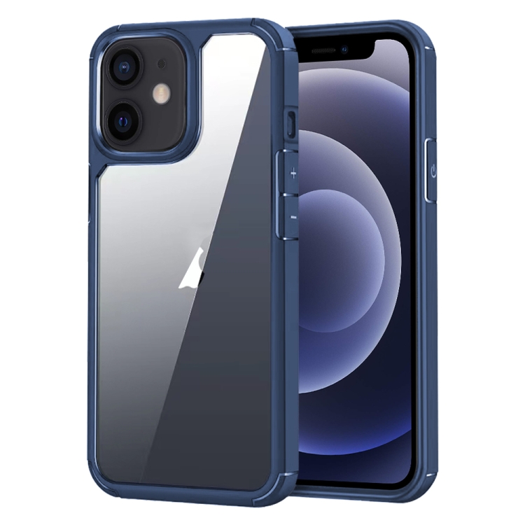 

For iPhone 12 Acrylic+TPU Transparent Shockproof Phone Case(Royal Blue)