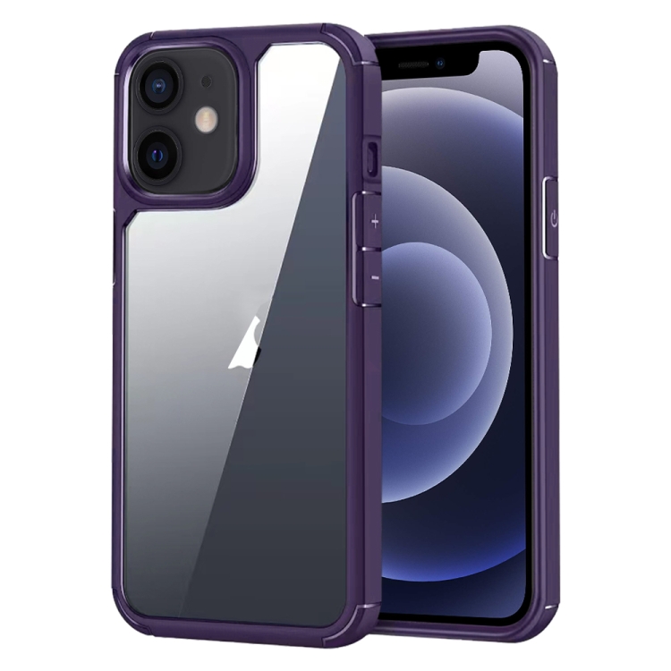 

For iPhone 12 Acrylic+TPU Transparent Shockproof Phone Case(Purple)