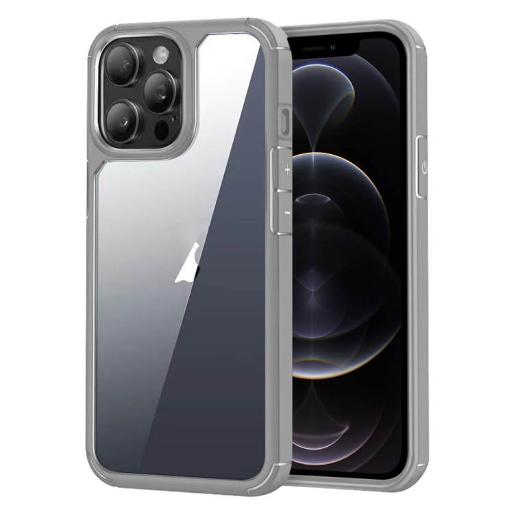 

For iPhone 12 Pro Max Acrylic+TPU Transparent Shockproof Phone Case(Grey)