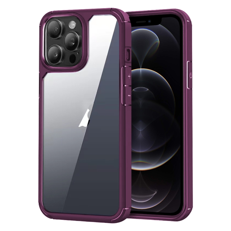 

For iPhone 12 Pro Max Acrylic+TPU Transparent Shockproof Phone Case(Wine Red)