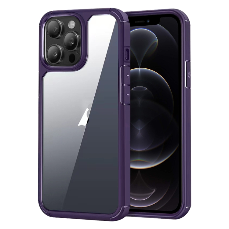 

For iPhone 12 Pro Max Acrylic+TPU Transparent Shockproof Phone Case(Purple)