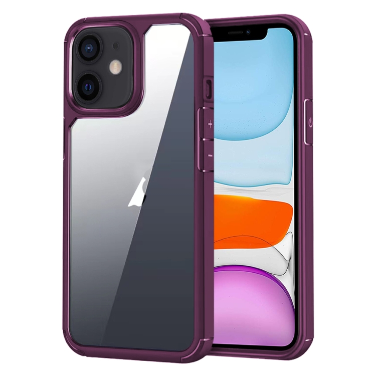 

For iPhone 11 Acrylic+TPU Transparent Shockproof Phone Case(Wine Red)