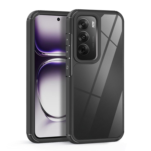 

For OPPO Reno12 Global Acrylic+TPU Transparent Shockproof Phone Case(Black)