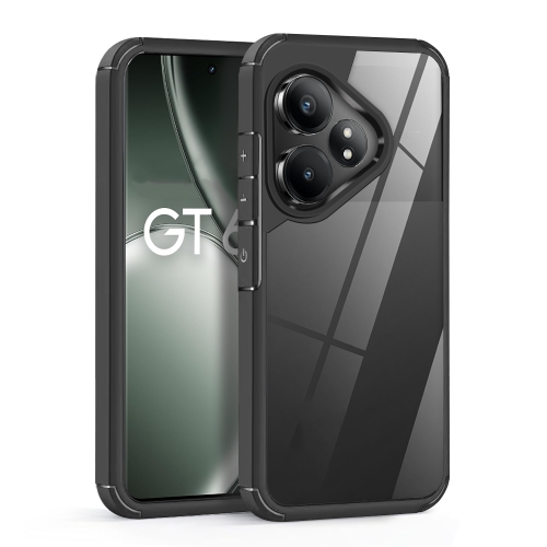 

For Realme GT 6T Acrylic+TPU Transparent Shockproof Phone Case(Black)