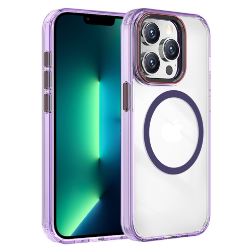 

For iPhone 13 Pro Max Crystal TPU Hybrid PC MagSafe Phone Case(Transparent Purple)