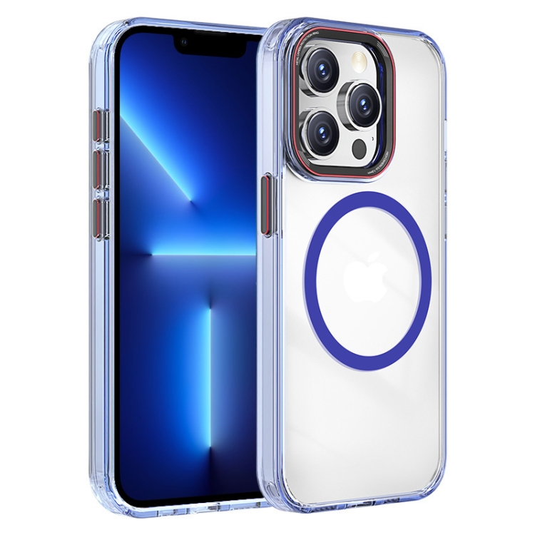 

For iPhone 13 Pro Crystal TPU Hybrid PC MagSafe Phone Case(Transparent Blue)