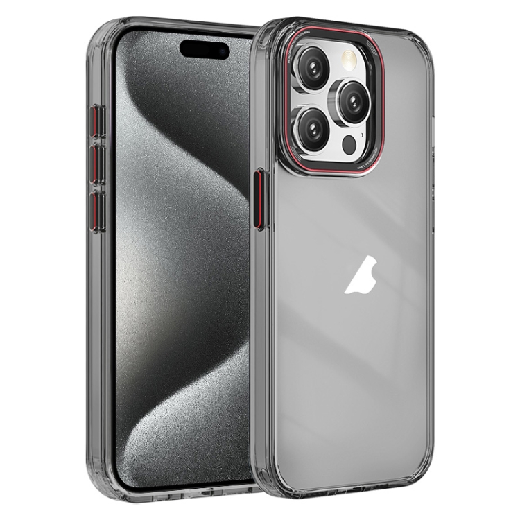 

For iPhone 15 Pro Max Crystal TPU Hybrid PC Phone Case(Transparent Black)