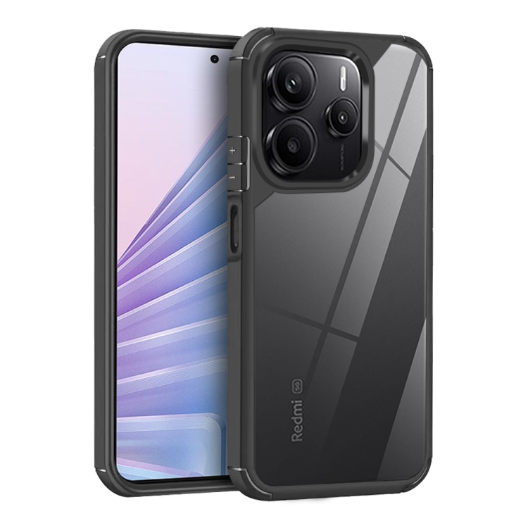 

For Redmi Note 14 5G Acrylic+TPU Transparent Shockproof Phone Case(Black)