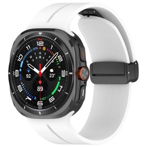 

For Samsung Galaxy Watch Ultra 47mm Magnetic Folding Buckle Silicone Watch Band(White)