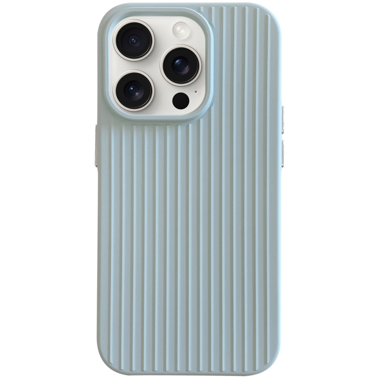 

For iPhone 15 Pro Macaroon Tile Stripe TPU Hybrid PC Phone Case(Blue)