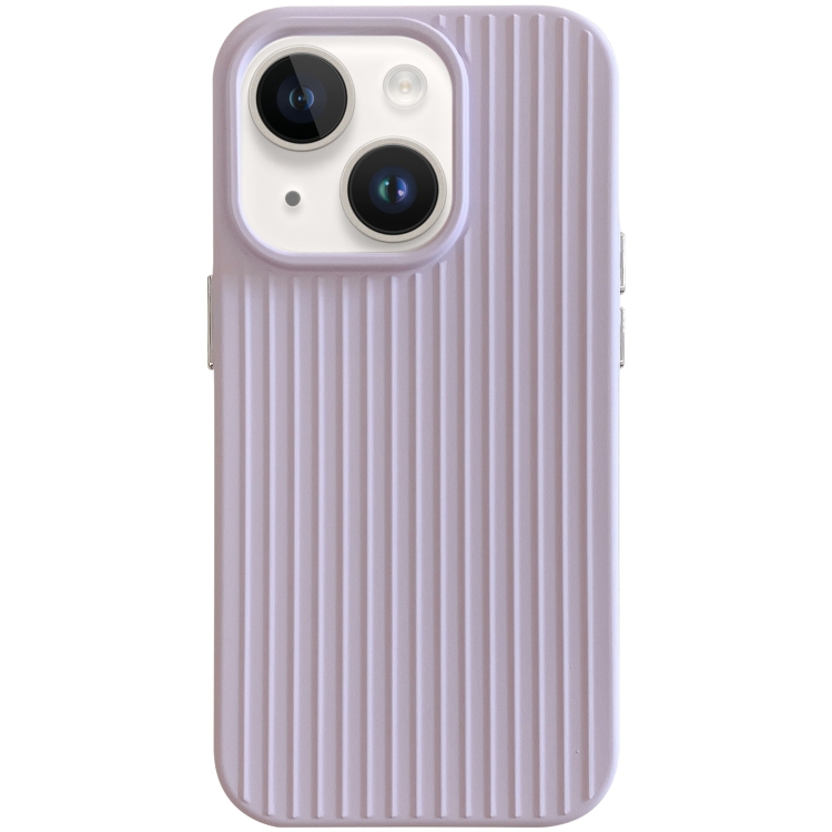 

For iPhone 14 Macaroon Tile Stripe TPU Hybrid PC Phone Case(Purple)