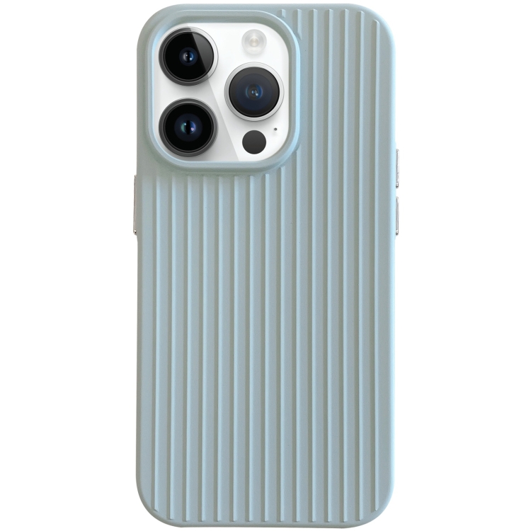 

For iPhone 14 Pro Max Macaroon Tile Stripe TPU Hybrid PC Phone Case(Blue)