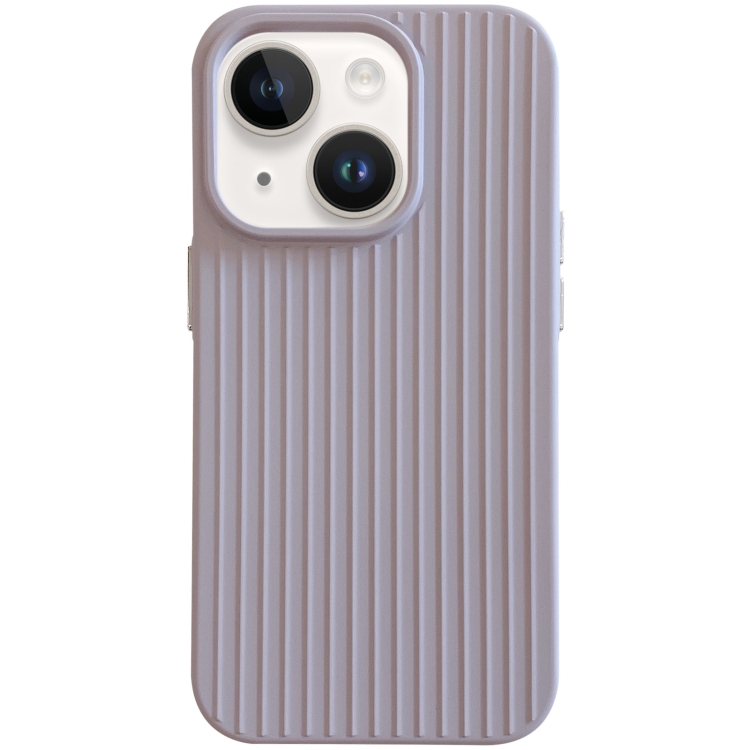 

For iPhone 13 Macaroon Tile Stripe TPU Hybrid PC Phone Case(Lavender Grey)