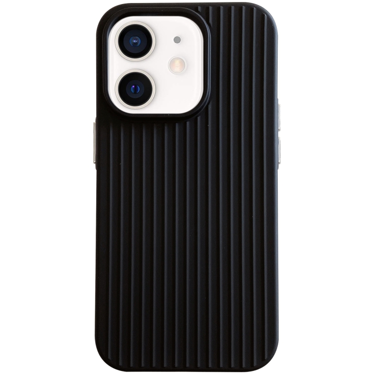 

For iPhone 11 Macaroon Tile Stripe TPU Hybrid PC Phone Case(Black)