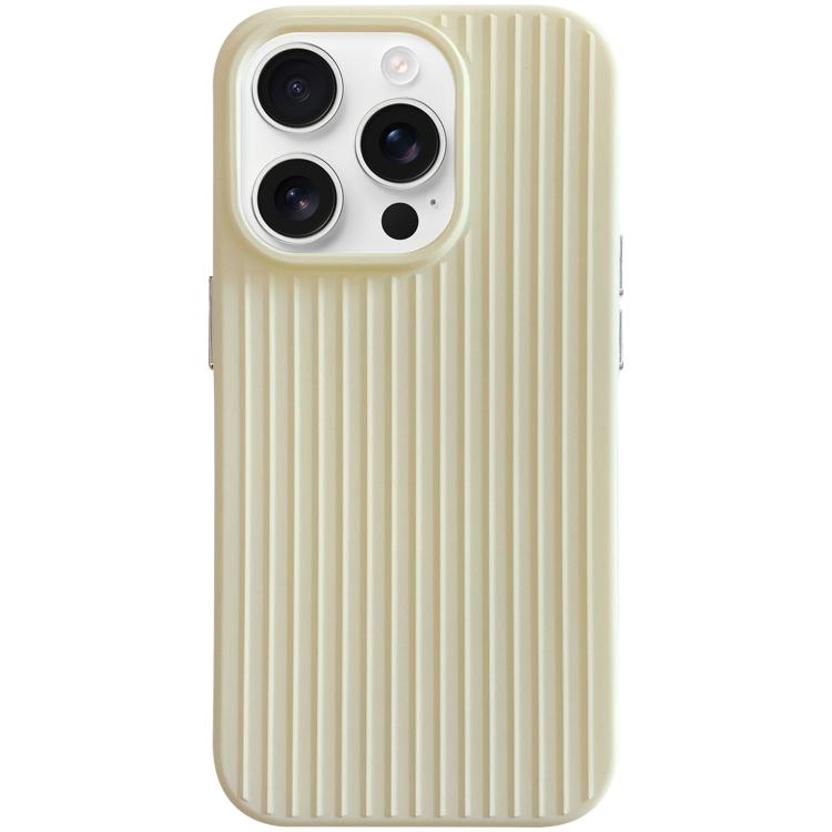 

For iPhone 16 Pro Macaroon Tile Stripe TPU Hybrid PC Phone Case(Yellow)