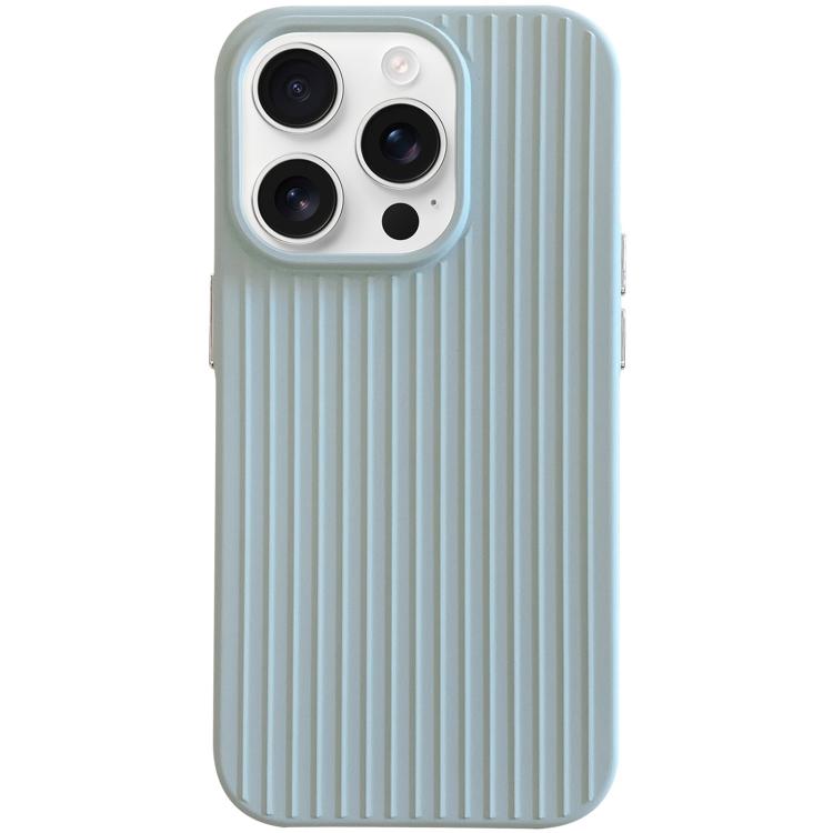 

For iPhone 16 Pro Macaroon Tile Stripe TPU Hybrid PC Phone Case(Blue)