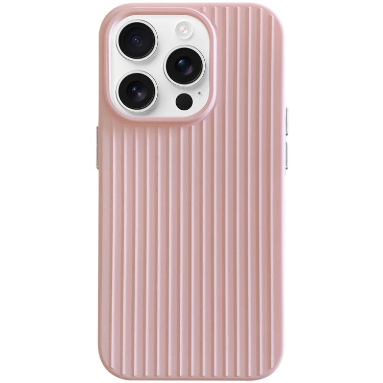 

For iPhone 16 Pro Macaroon Tile Stripe TPU Hybrid PC Phone Case(Pink)