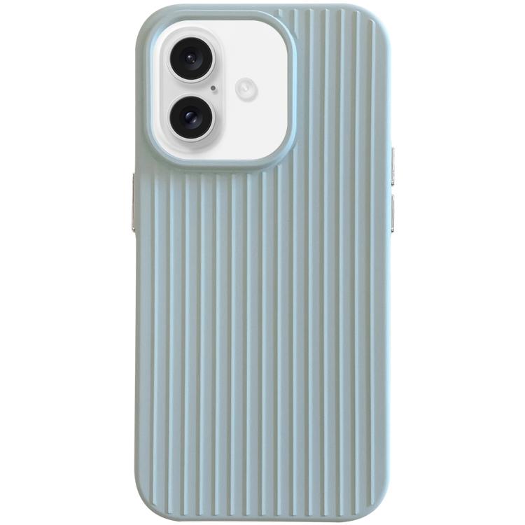 

For iPhone 16 Macaroon Tile Stripe TPU Hybrid PC Phone Case(Blue)