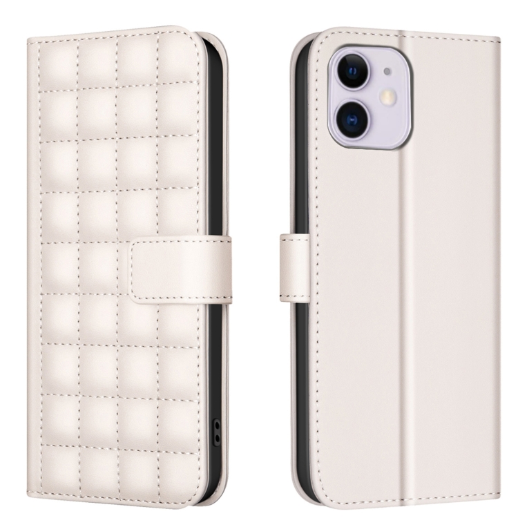 

For iPhone 11 Square Texture Leather Phone Case(Beige)