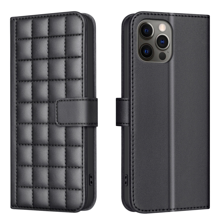 

For iPhone 11 Pro Max Square Texture Leather Phone Case(Black)