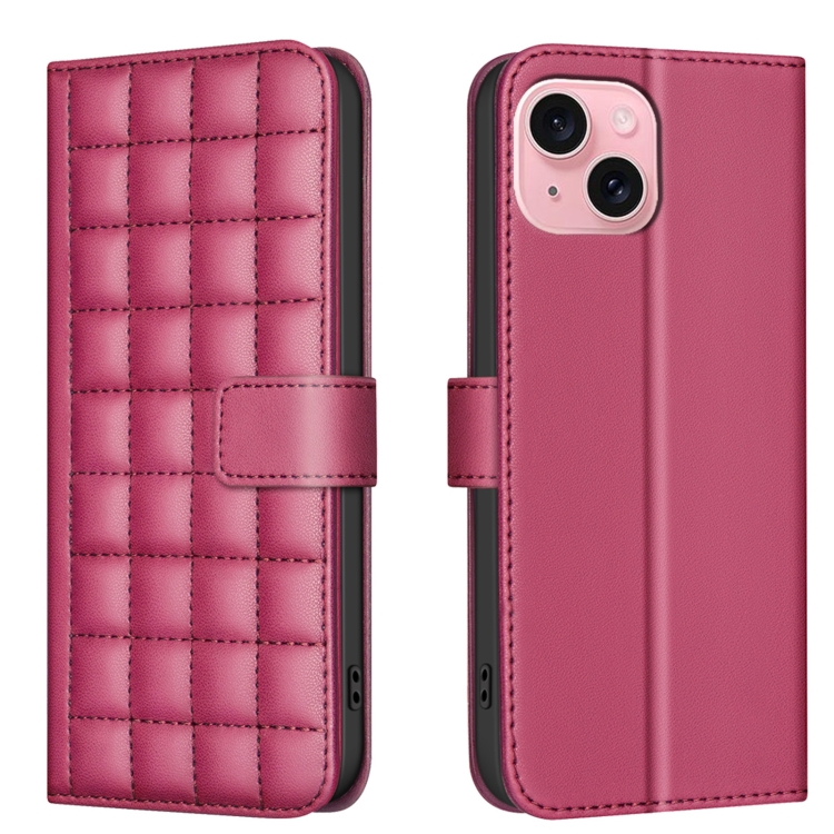 

For iPhone 14 / 13 Square Texture Leather Phone Case(Red)