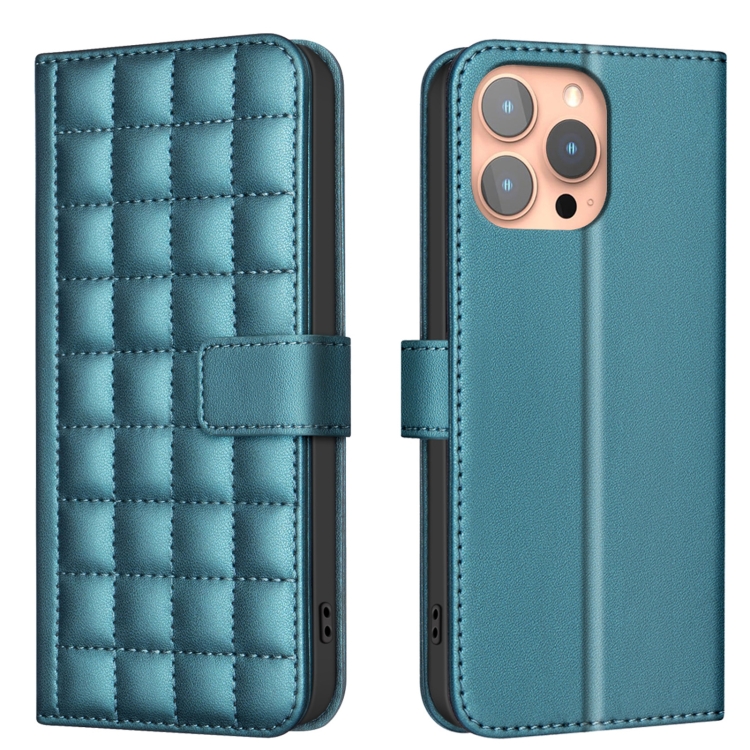 

For iPhone 14 Pro Max Square Texture Leather Phone Case(Green)