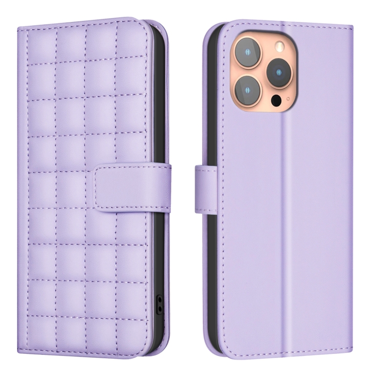 

For iPhone 16 Pro Square Texture Leather Phone Case(Purple)