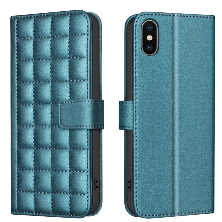 

For iPhone XR Square Texture Leather Phone Case(Green)