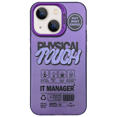 

For iPhone 15 English Label Double-sided Frosted Phone Case(Purple)