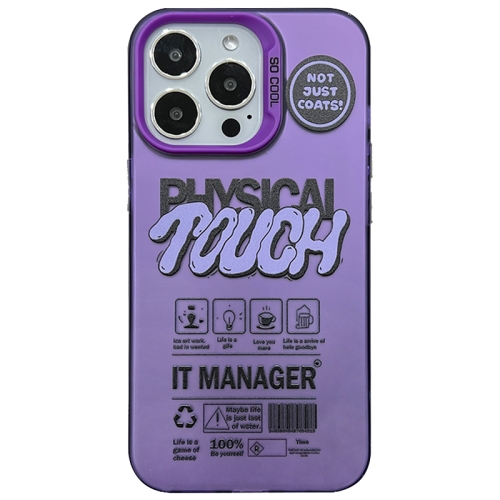 

For iPhone 14 Pro Max English Label Double-sided Frosted Phone Case(Purple)